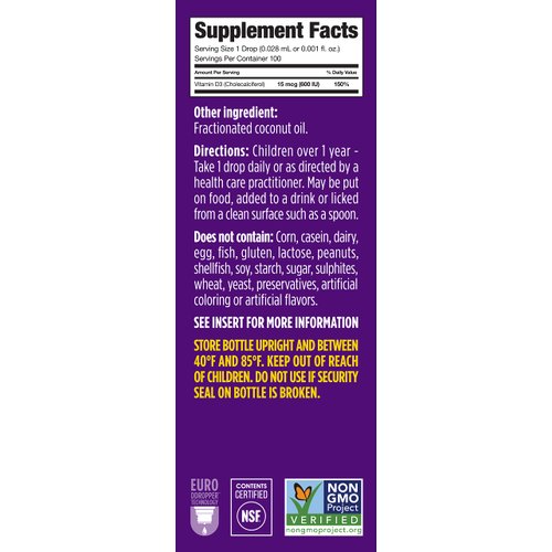 Ddrops Kids Booster 600IU 100 drops - Daily Liquid Vitamin D for Kids. Support Strong Bones & Immune System in Children. No Preservatives, No Sugar, Non-GMO, Allergy-friendly