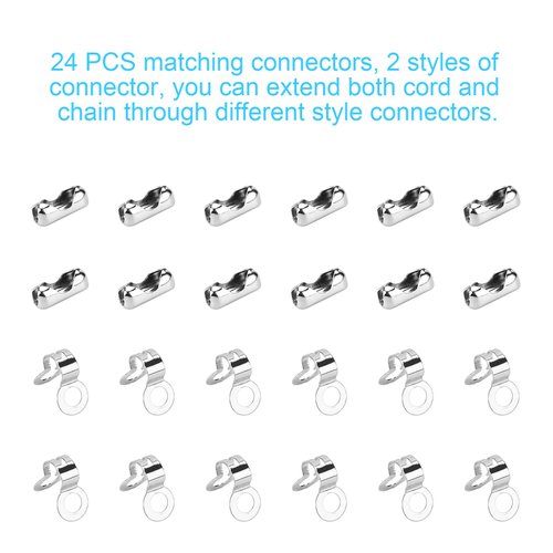 19 Feet Ceiling Fan Pull Chain Extender, Diameter 3.2 mm Stainless Steel Ball Chain, Lengthen Light Pull Chain Extension, Resist the Huge Pull and Rustproof Bead Chain (24 PCS Connector 2 Styles)