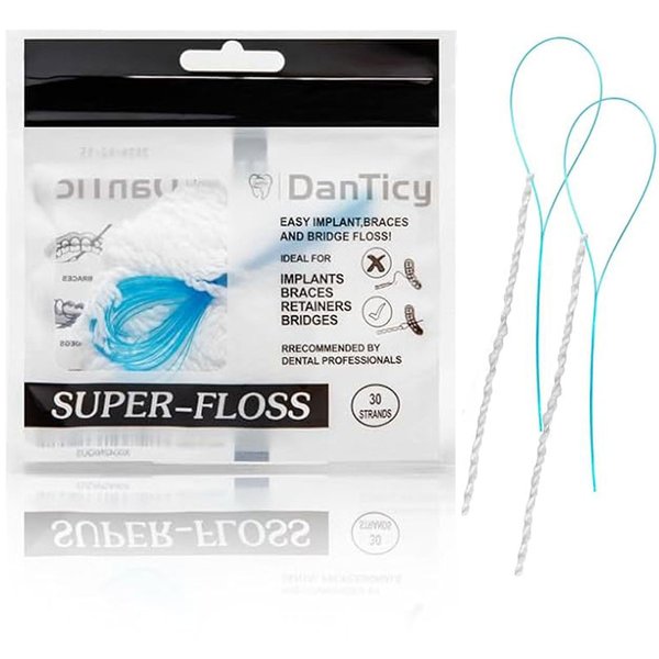 Super Floss Threaders, Periodontal Floss, Orthodontic Threader, Ultraclean Access Tool for Daily Care of Periodontal Disease and Gum Health for Implant, Bridge and Braces 30PCS