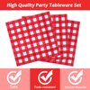 Tevxj 96 PCS Picnic Party Plates Red and White Gingham Checkered Plaid Party Tableware Barbecue Disposable Paper Plates Napkins Forks Birthday Party Decorations Supplies Favors for 24 Guests