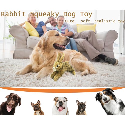 JKW Pet Dog Toys, Plush & Stuffed Rabbit Toys, Squeaky Puppy Cute Toys, Small & Medium Dog Chew Toy, 8.5 Inch