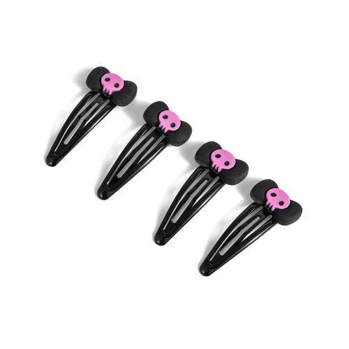 Skull Bow Clips Cartoon Anime Hair Clips Y2k Hairclips Hair Accessories for Girls Women (Black-2)