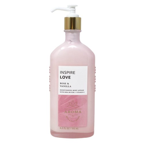 Bath & Body Works Aroma Inspire Love ROSE + VANILLA Body Lotion and Body Wash + Foam Bath Set with a Himalayan Salts Springs Bar Soap - Full Size