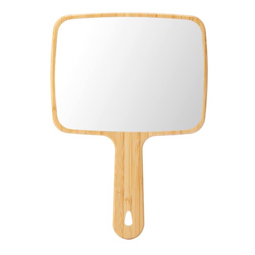 YEAKE Hand Mirror,Natural Bamboo Handheld Mirror with Handle, Single-Sided Portable Travel Vanity Mirror for Men & Women,6.9" W x 9.9" L