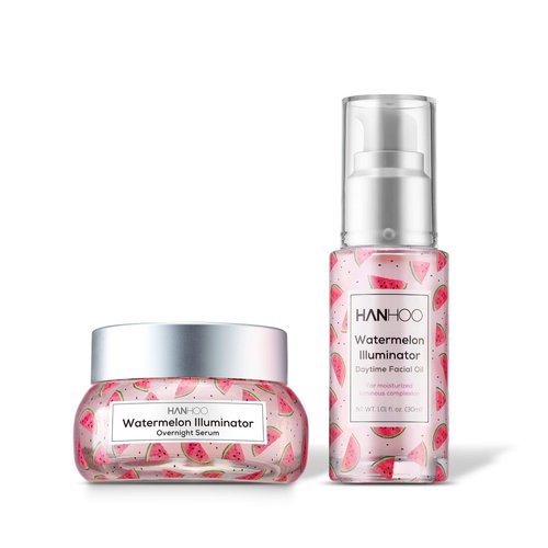 Hanhoo - Watermelon Illuminator Set | Daytime Facial Oil and Overnight Serum - Skincare for a Glo...