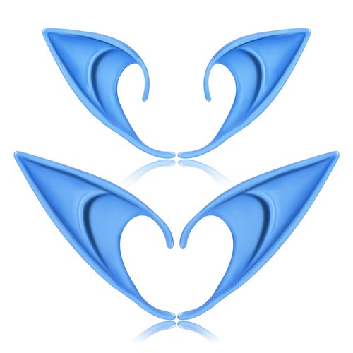 FRESHME Renaissance Accessories Fairy Elf Ears - 2 Pairs Blue Elf Ears Elven Vampire Fairy Ears Makeup Renaissance Cosplay Dress Up Halloween Christmas Masquerade Costume Accessories