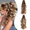 MAYSA Wavy Long Ponytail Extension,20in Wavy Curly Claw Clip in Ponytail Hair Extensions, Clip in Ponytail Synthetic Hairpiece for Women #12H24 Auburn Brown & Blonde