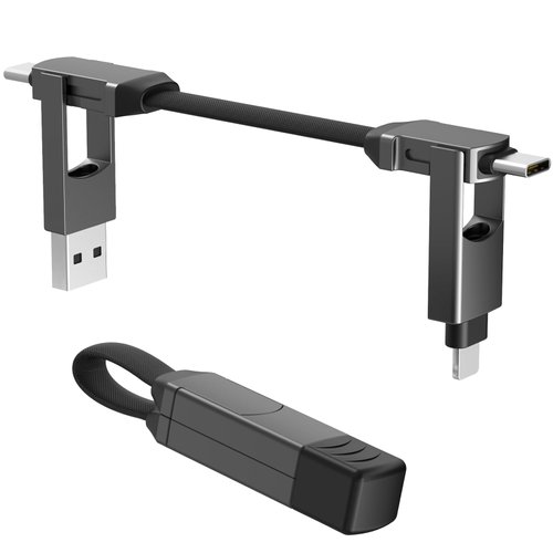 ZONLELE Travel Portable Magnetic Multi Charging Cable Short 4 in 1 USB Charger Data Cord 60W USB A/C to Type C/L Port Compatible with iPhone/iPad/MacBook/Galaxy, 6.3in