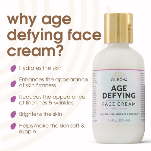 GLEOW Hydrating Face Cream, Day Night Face Cream for Women, Face Moisturizer with Hyaluronic Acid, Hydrating Moisturizer for Dry Skin 3.4oz