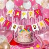 Pink Happy Birthday Decorations Set with Happy Birthday Banner and Confetti Balloons,Glitter Fringe Curtains,Star and Heart Birthday Balloons，Hanging Swirls for Women Party Supplies