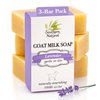 Southern Natural Goat Milk Soap Bar (Lavender 3 Pack) For Dry Sensitive Skin. Natural, Handmade Soap For Men, Women, Kids & Baby. Use On Face & Body