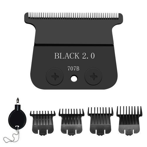 707B Replacement Blade compatible with BaBylissPRO FX787 & FX726 Trimmers,DLC Replacement Blades with 4 Guards Set Compatible with BaByliss Trimmer Blades,Black