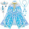 8 Pcs Snow Princess Dress Up for Girls 4-6, Toddler Toys for Ages 3-8, Shiny Ice Sequin Princess Cape Set Girl Toys, Princess Kids Toys for Easter Halloween Birthday Christmas Gifts Party Favors