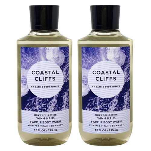 Generic Bath and Body Work Men's Collection Coastal Cliffs 2 Pack 3-in-1 Hair, Face & Body Wash Bundle - 10 fl oz / 295 mL each, Full, blue