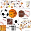 QIYANPAX Sports Birthday Party Decorations, Sports Theme Party Plates and Napkins Baseball Football Soccer Basketball Disposable Tableware Serves 20 Guests for Birthday Party