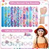 Capoda 134 Pcs Mermaid Party Favors Bulk for Girls Paper Glasses Slap Bracelets Stickers Rings Grow in Water Sea Animals Bookmarks Mermaid Goodie Bag Fillers for Mermaid Birthday Gifts Party Supplies