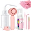 Buqikma Lash Cleaning Kit - Lash Shampoo Kit Eyelash Extension Cleanser for Extensions 60ML with Rechargeable Handheld Lash Fan Dryer Mascara Brush Rinse Bottle Makeup Cleansing Foam for Lash Care