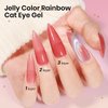 SUPWEE Cat Eye Gel Nail Polish Set with Magnetic, 5 Colors Translucent Nude Pink White Jelly Gel Nail Polish with Universal Rainbow Cat Eye Gel, Glitter Holographic Nail Polish Gel Home DIY Manicure