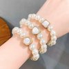 Doromy Crystal Hair Ties Pearl Hair Ropes Hair Elastic Rhinstone Bracelet Ponytail Holders Crystal Scrunchies Hair Accessories Pearl Hair Bands Hair Accessories for Women and Girls