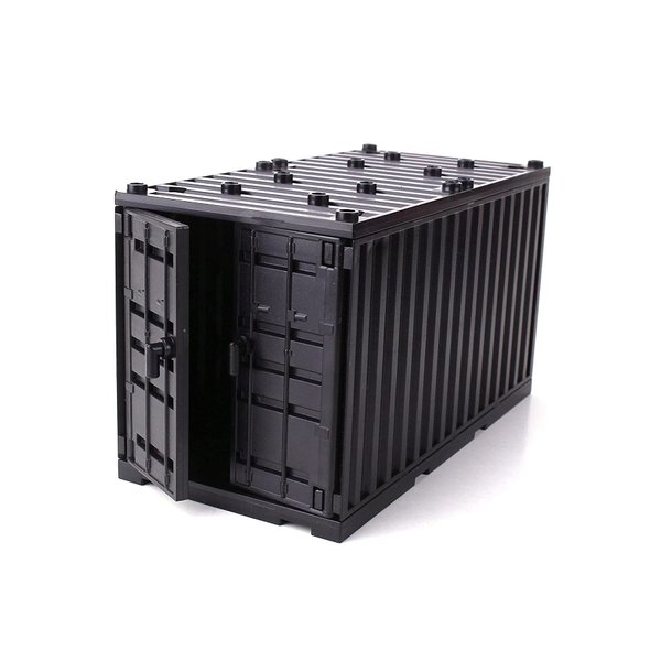 Black Toy Cargo Shipping Container Compatible Compatible with Lego Bricks and Minifigures