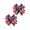 Rainbow Hair Bow with Clip Grosgrain Ribbons HairClips for Girls JB35 (2 Pcs-A2)