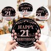 Rakuto 21st Birthday Party Tableware - 96PCS 21st Party Plates Napkins Forks Supplies Rose Gold 21st Birthday Party Supplies Decorations Girls Happy 21st Birthday Party Dinnerware Decor (24 Guests)