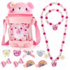 PinkSheep Bear Gifts for kids Bear Ear Toy Jewelry for Little Girls: 11 Pack Teddy Bear Beads Necklace Bracelet Hair Clip Ring Play Purse for Girls,Bear Costume 3-6 Year Old Girl Gifts
