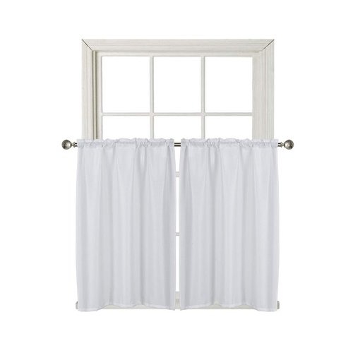 Home Queen White Waffle Bathroom Window Curtains, Water Repellent Rod Pocket Kitchen Drapes for Small Window, 2 Panels, 36 W X 45 L Inch Each