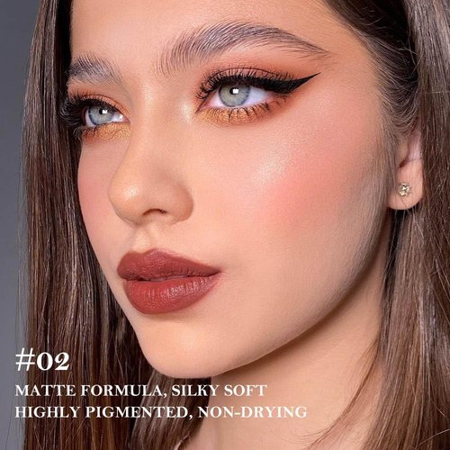 JUAAZIN Smokey Topaz Matte Color Gradient Lipstick Lip Liner, Flawless Contour and Gradual Ombre Effect lip Pencil, Crayon Form and Cone Tip, High Pigmented Long Lasting Waterproof Smudge Proof 02#
