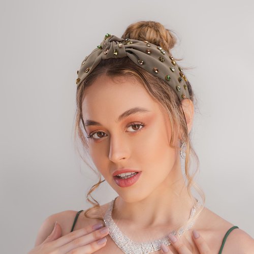 YISSION 1PC Crystal Knotted Headband for Women Non Slip Rhinestone Headband Coffee Head Band Fashion Wide Headbands Hair Accessories for Women Girls