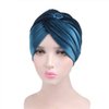 Fxhixiy Women's Stretch Velvet Twist Pleasted Hair Wrap Turban Hat Cancer Chemo Beanie Cap Headwear (Teal)