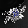Elehere Flower Wedding Hair Comb Pin Women Crystal Rhinestone Pearl Headpiece for Bride Bridesmaids, Silver Crystal Leaf Simulated Hair Barrette 2023