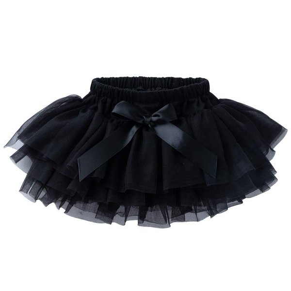 Anbaby Baby Girls Soft Tutu Skirt Toddler Ruffled Pants Diaper Cover Black 12-24M