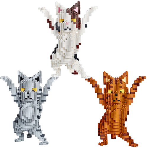 BDYDT Animal Enchanting Three Cats Micro Building Blocks Set（1907PCS） Gift for Adults and Kids