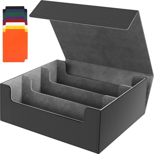MaxGear Card Deck Box for Trading Cards, 1800+ Single Sleeved Cards Holders Storage, PU Leather Collectible Card Deck Case with Magnetic Closure Fit for YuGiOh/MTG/TCG and Sports Cards, Black