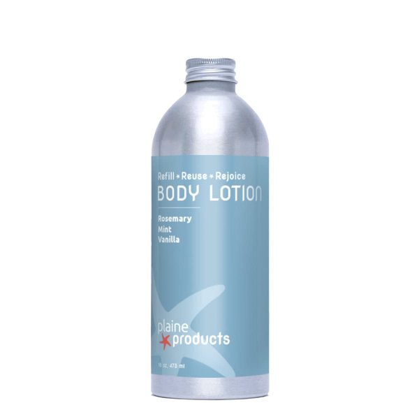 Plaine Products Eco-Friendly Body Lotion - Rosemary, Mint, Vanilla - Sensitive Skin, 16 oz (Refill Bottle)