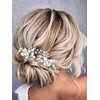 Heread Flower Bride Wedding Hair Pins Silver Pearl Bridal Hair Pieces Leaf Hair Accessories for Women and Girls (Pack of 2)