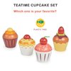 Mentari Toys - Teatime Cupcake Set - 4pc Wooden Cupcake Play Food Set - Pretend Play Kitchen and Market Food Accessories - Encourages Role Play and Develops Social Skills - Gift for Toddlers - Age 3+
