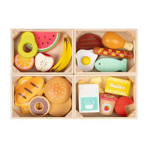 Joyano 25-Piece Wooden Food Playset-STEAM Pretend Play Food for Kids, Feature an Assortment of Fruits and Snacks, Educational Toy Inspiring Imaginative Cooking, Safe Wood (3Yrs+)