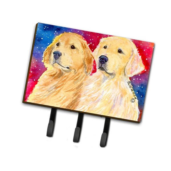 Caroline's Treasures SS8754TH68 Golden Retriever Leash or Key Holder, Wall Hooks, Key Hooks Holder, Coat Rack Wall Mount, Coat Hooks, Hooks for Hanging Keys, Towels, Aprons, Leashes,