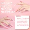 NXJ INFILILA Nude Gel Polish Set, 10ML Milky White x Jelly Nude Gel Nail Polish, Translucent Gel Nail Polish Kit Sheer Nude Gel Polish DIY Nail Art at Home Professional Nail Salon 6 Colors
