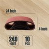 POWERTEC 110040 4 x 24 Inch Sanding Belts, 10PK, 240 Grit Aluminum Oxide Belt Sander Sanding Belt, Sandpaper for Oscillating Belt and Spindle Sander