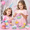 Tea Party Set for Toddles 3-5,53PCS Musical Kids Tea Set for Little Girls with Dessert,Cookies,Doughnut,Cake,Cake Stand,Tablecloth & Carrying Case,Kitchen Pretend Play Toys for Girls Boys Age 3-6