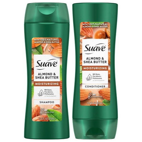 Suave Shampoo and Conditioner Set, Almond & Shea Butter - Moisturizing Shampoo & Conditioner, Dry Hair Treatment, Scented, 12.6 Oz Ea (2 Piece Set)