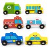 15-Piece Busy City Wooden Street Signs & Work Cars Playset with Slotted Wood Storage Box by Imagination Generation