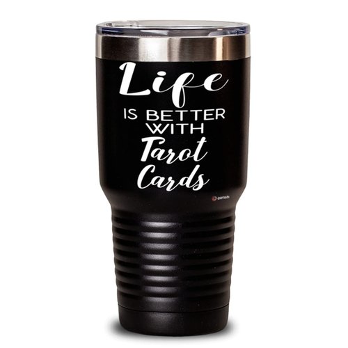 ODTGIFTS Funny Tarot Cards Reader Tumbler Life Is Better With Tarot Cards 30oz Stainless Steel Black