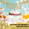 Fulmoon Pre Strung Congratulations Quitter Glitter Banner Funny Retirement Banner Retirement Party Decorations Retirement Party Supplies Garland for Men Women Gifts, No DIY (Champagne Gold)