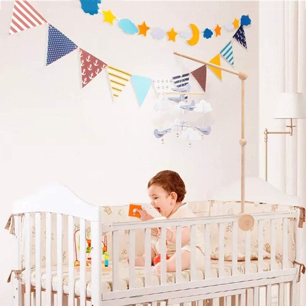 Baby Crib Mobile Arm - Wooden Baby Mobile Crib Holder for Mobile Hanging Baby Crib Attachment for Nursery Decor