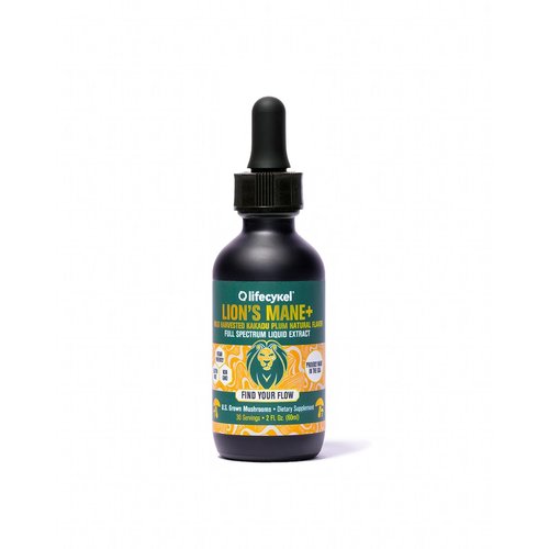 Life Cykel Lion's Mane Mushroom Extract w/Kakadu Plum- Memory Focus Clarity REM Sleep-100% Organic Mushrooms Brain Booster Nootropic Brain Supplement Focus Supplement Made in US, 2 Fl oz (30 Servings)