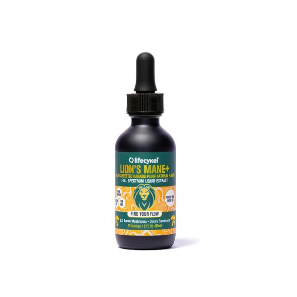 Life Cykel Lion's Mane Mushroom Extract w/Kakadu Plum- Memory Focus Clarity REM Sleep-100% Organic Mushrooms Brain Booster Nootropic Brain Supplement Focus Supplement Made in US, 2 Fl oz (30 Servings)